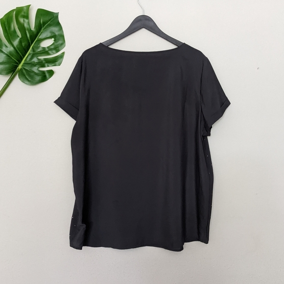 GAP NWOT dark gray and silver rhinestone short sleeve blouse size XXL - Picture 4 of 7